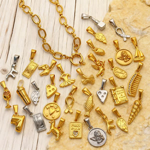 Abalorio de barco de vela DIY personalizado de acero inoxidable chapado en oro de 18K, taza de café de Coral, pasaporte, Ángel, amuleto de Amor para collar, pulsera - Product Image 1