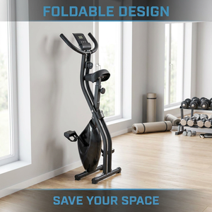 Vélo d'exercice vertical d'intérieur robuste avec 8 niveaux <span class=keywords><strong>de</strong></span> résistance magnétique, volant d'inertie et siège réglable - Product Image 4