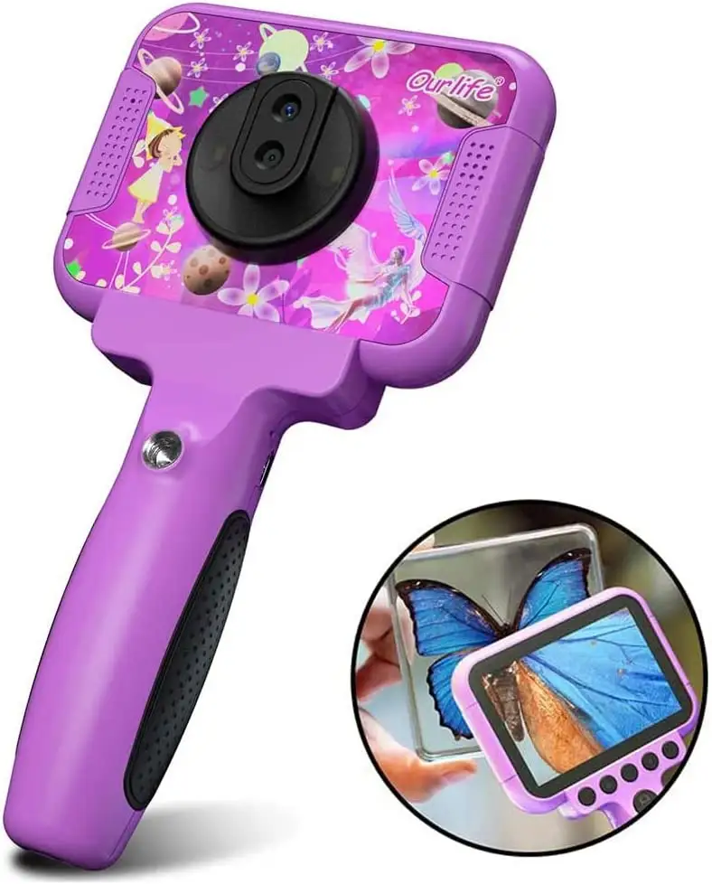 Ourlife Kids Camera for Girls, 1080p FHD 60x Macro Kids Selfie Camera con funzione di ingrandimento, videocamera digitale-Large 3.5