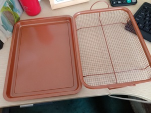 Bandeja de Cobre Antiadherente Ecológica para Cocina a Gas con Parrilla <span class=keywords><strong>y</strong></span> Cesta de Drenaje para Freír Pollo - Product Image 3