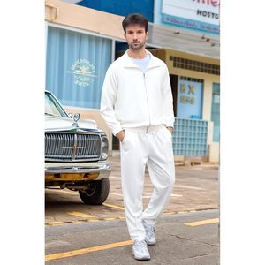 Ensemble de survêtement 2 pièces personnalisé pour homme : veste zippée et pantalon de jogging – Tenue décontractée et respirante pour le sport - Product Image 5