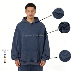 Sudadera con capucha para hombre personalizada, de alta calidad, estilo retro, desgastada, reutilizada, pesada y extragrande, tipo jersey. - Product Image 1