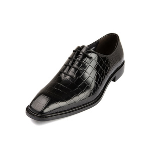 Zapatos de Hombre de Diseño con Punta Redonda, de Cuero Genuino, con Cordones, Tacón Alto y Suela Gruesa, Estilo Oxford 2026 - Product Image 4