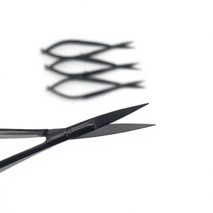 Nouvel arrivage : Ciseaux de beauté à ressort, à lame droite en acier inoxydable, pointe affûtée, couleur plasma noir - Product Image 2