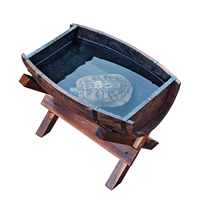 Support de pot de fleurs en bois léger demi-baril en sapin antique, 90 cm, capacité 26 L, pour jardin hydroponique surélevé, support de plantes pour la maison