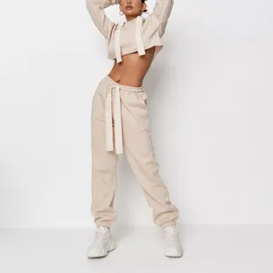 Fall 2023 women sets custom logo sport wear 2 piece hoodie and sweatpants set women