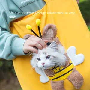 Bolsas recicladas de lona para mascotas con diseño bonito ecológico, mochila de dibujos animados, bolsas de transporte de abeja y conejo, bolso de hombro de moda coreana para cachorro de gato