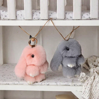 Porte-clés personnalisé en peluche lapin mignon de qualité supérieure, en coton PP, anti-stress, matière douce, design éclatant pour décoration de sac et cadeau