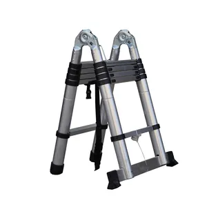 2024 Safe Lock System Aluminum Durable Retractable A Frame Ladder with Wide Platform EN 131