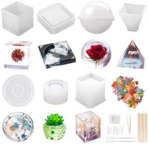 ชุดอุปกรณ์จี้กุญแจอีพ็อกซี่ถาดแม่พิมพ์คริสตัลอีพ็อกซี่ DIY,แม่พิมพ์ซิลิโคนเรซิ่นสำหรับเครื่องประดับ - Product Image 3