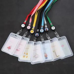 Groothandel Custom Clear Plastic Naam Id Kaarthouder Transparante Badge Houder Met Lint Lanyard