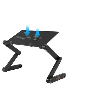 מתקפל נייד סגסוגת אלומיניום stand עם עכבר pad cooler מתכוונן מחשב נייד שולחן stand עם מפעל מחיר Haiyuan עבור מיטה