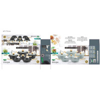 Ensemble d'Ustensiles de Cuisine Écologiques à la Mode en Gros, en Aluminium Forgé, Revêtement Pierre de Granit Marbre Antiadhésif, Comprenant un Set de Poêles et une Marmite