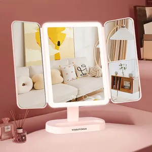 Espelho de maquiagem facial com faixa de luz LED para quarto, ideal para uso com cômoda dupla aberta, preço de atacado personalizado mais vendido