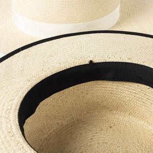 Chapeau de paille naturel de luxe pour l'été, nouvelle collection, vente en gros, personnalisé pour femmes et hommes, avec ruban bicolore - Product Image 5
