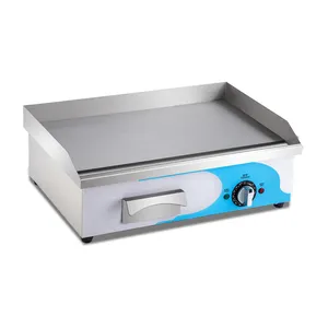 Komersial Semua Datar Meja Stainless Steel Desktop Anti Lengket Burger Memasak Piring Griddle Besi Cor Mesin Panggang Listrik