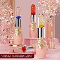Rouge à lèvres en gelée de fleur de cristal hydratant nourrissant longue durée OEM, brillant à lèvres/baume à température claire PH changeant de couleur magique