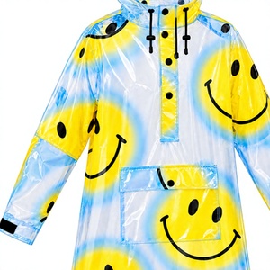 Impermeable Transparente de PVC para Mujer, Cortavientos, con Capucha Ajustable, Cierre de Botones a Presión, Diseño Largo, Bolsillos Elegantes - Product Image 2