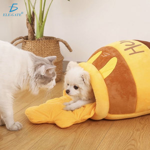 Coussin pour animaux Ele-Gate Honey Jar pour chats et chiens, sac de couchage en peluche douce avec intérieur chaud, lit confortable pour animaux - Product Image 1