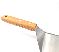 Accessoires pour plancha : Spatule de barbecue en acier inoxydable avec manche en bois plat pour camping, barbecue, grillades et friture de grands burgers