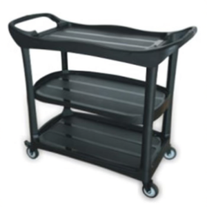 Carrello di servizio nero a 3 ripiani in plastica con ruote per stoccaggio e trasporto - Product Image 2