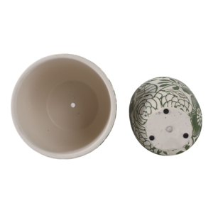 Pots à fleurs en céramique avec motif floral pour plantes d'intérieur et d'extérieur, jardinières rondes, poterie décorative, surface texturée - Product Image 6