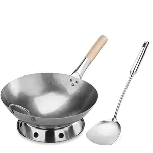 Set di Wok per pentole wok in acciaio al carbonio all'ingrosso
