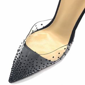 <span class=keywords><strong>Sandali</strong></span> da <span class=keywords><strong>Donna</strong></span> con Tacco Alto in PVC Trasparente con Cristalli e Fiocco, Eleganti Scarpe Rosse con Cinturini - Product Image 3