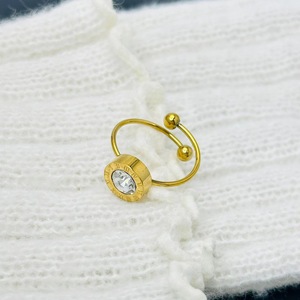 Anello in Acciaio Inossidabile Dorato 18K per Donne, Design Aperto Regolabile, Numeri Romani Semplici, Motivo Girasole, Regalo di <span class=keywords><strong>Nozze</strong></span> - Product Image 4