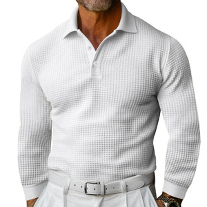 Custom Men <b>Waffle</b> Knit Short Sleeve for <b>Shirt</b> Printed Logo Front Breathable 210GSM 100% Polyester Golf Workwear Top - Product Image 2