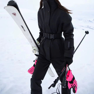 Combinaison de <span class=keywords><strong>ski</strong></span> d'hiver pour <span class=keywords><strong>femme</strong></span> sur mesure, chaude, extensible, ajustée, rembourrée, à capuche, respirante, coupe-vent, imperméable, avec fermeture éclair - Product Image 1