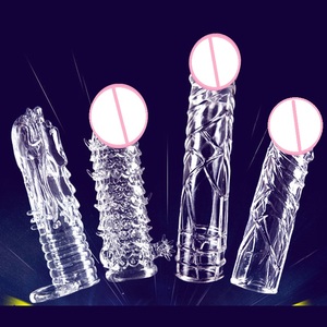Kondom Penis Ärmel Männliche Vergrößerung Zeit verzögerung Kitzler Massage gerät Abdeckung Kristall klare Kondome Adult <span class=keywords><strong>Sex</strong></span> Toy - Product Image 2