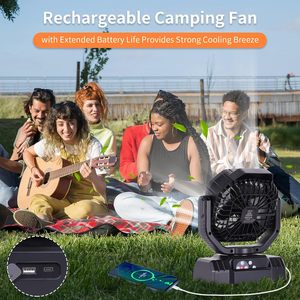 Kipas Camping Tenaga Surya 20000mAh, Kipas Camping Luar Ruangan Portabel Isi Ulang Dengan Lampu LED - Product Image 6