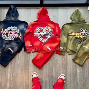 Survêtement unisexe personnalisé avec logo, ensemble jogging vintage à capuche zippé, effet délavé - Product Image 5