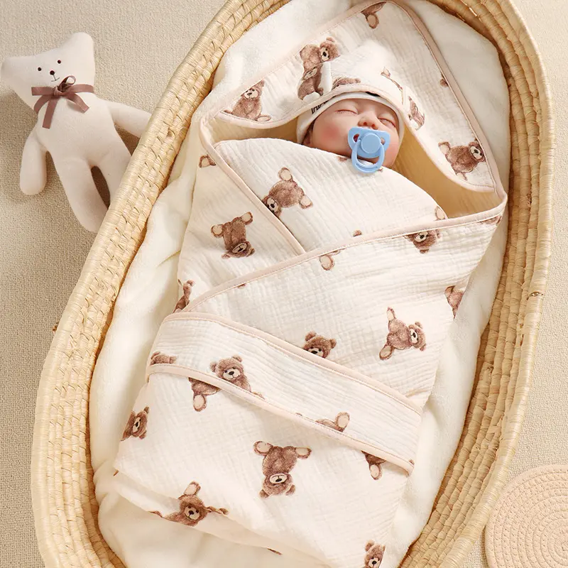 बच्चे को कंबल नरम कार्बनिक कपास नवजात लपेटना इंद्रधनुष बांस बच्चे को कंबल