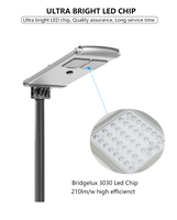 Lampe solaire LED tout-en-un 30W en aluminium étanche IP65 avec contrôleur MPPT certifié RoHS pour usage routier extérieur