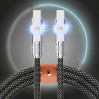 Kabel Data Pengisian Cepat dan Sinkronisasi USB-C ke Type-C Berbahan Aluminium Alloy JILIAN dengan Lampu LED untuk Ponsel
