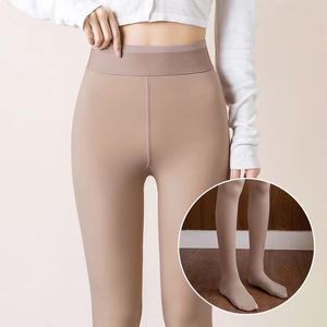 Grande taille élastique <span class=keywords><strong>polaire</strong></span> <span class=keywords><strong>doublé</strong></span> femmes Leggings thermique taille haute épais collants hiver chaud transparent serré - Product Image 4