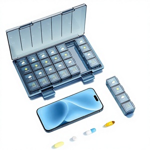 Contenitore Portapillole Transfrontaliero in Inglese, Organizzatore Settimanale con 21/28 Scomparti (Mattina, Mezzogiorno, Sera) - Product Image 1