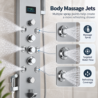 Ensemble de douche thermostatique mural pour hôtel avec écran LED, affichage numérique de la température, panneau de douche en acier inoxydable, robinets de bain et de douche