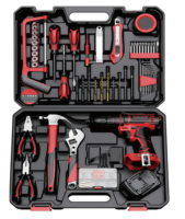 Ensemble d'outils électriques 55-98 pièces avec batterie FY-6019-22, perceuse sans fil, kit d'outils ménagers avec étui pour réparation à domicile et bricolage