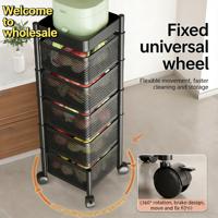 Chariot de cuisine métallique multifonctionnel pour la maison, avec paniers rotatifs à plusieurs niveaux pour légumes, organisateur mobile pour fruits et collations, étagère de rangement