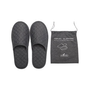 Zapatillas de viaje de estilo japonés, de algodón gris y negro, transpirables, para mantener el calor, para uso en el hogar, para invitados, para todas las estaciones, plegables y portátiles - Product Image 5