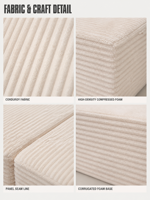 Canapé modulaire en forme de L compressé en tissu velours côtelé pour salon et appartement