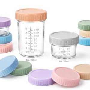 Frascos de Vidrio para Almacenar Alimentos para Bebés con Tapas (Juego de 12 Unidades de 4/8 oz), Reutilizables, Aptos para Refrigerador/Congelador, Microondas y Lavavajillas - Product Image 1
