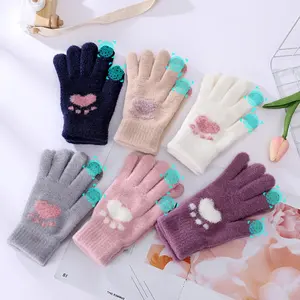 YINWODE SANBAO – gants de course en laine antistatiques pour femmes et enfants, en acrylique, en microfibre de neige