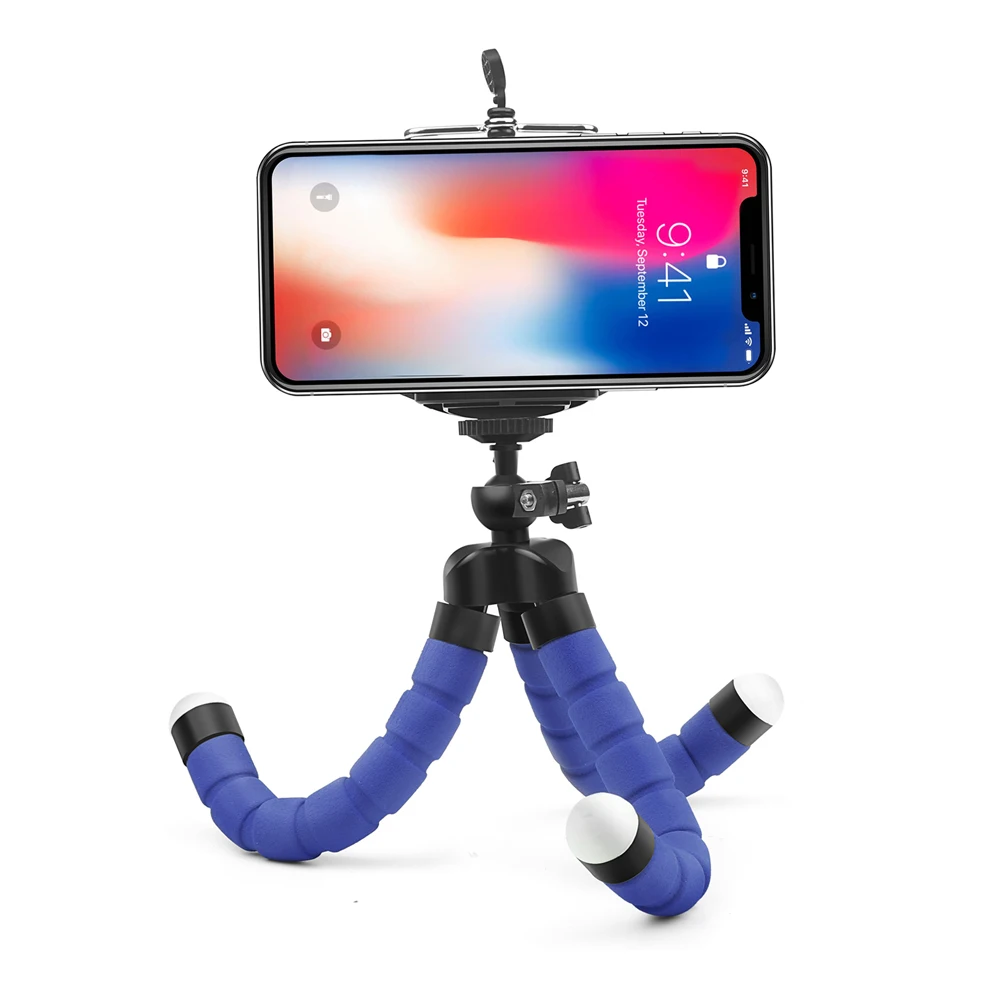 ZTX Universal Desktop Selfie 360 Degree Rotating Sponge Tripod Mount Stand Bracket Phone Clip Holder for Mobile Phone Smartphone