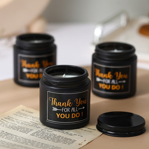 Jars à bougies parfumées en verre noir mat de luxe, petits, 4 oz, avec couvercles, bougies parfumées pour la décoration de table à la maison - Product Image 1