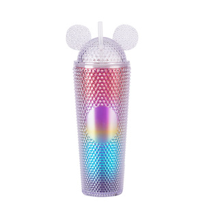 BORGE all'ingrosso alla rinfusa Bpa Free 24oz doppia parete <span class=keywords><strong>di</strong></span> plastica Mickey Tumblr tazza con coperchio paglia con coperchio orecchie - Product Image 6