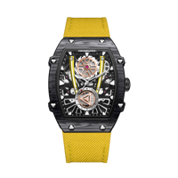 Montre à quartz HANBORO pour homme, bracelet en nylon, boîtier tonneau, cadran ajouré, lunette en cristal, style sport urbain 923-2